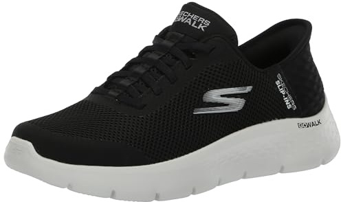 Skechers Women's Go Walk Flex Hands Free Slip-Ins - Grand Entry Sneaker, Black/White, 8 US