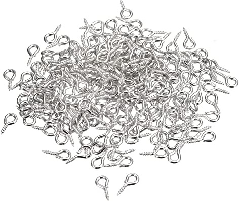 QUARKZMAN 200pz Piccoli Perni Occhio Vite Ganci Mini Occhielli Viti Filettate 5x10x1,2mm Vite Autofilettante per Gioielli Rendendo Reperti Fai da te Artigianato Argento Bianco