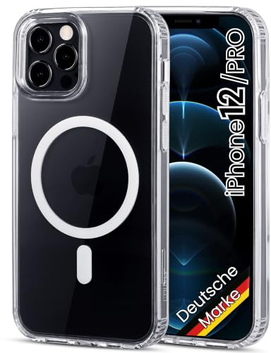 JProtect für iPhone 12/12 Pro Hülle für Magsafe (TOP Schutz & Magnetkraft) Magnetische Handyhülle Transparent für iPhone 12/12 Pro - Hülle Magnet für MagSafe Zubehör Case Stoßfest