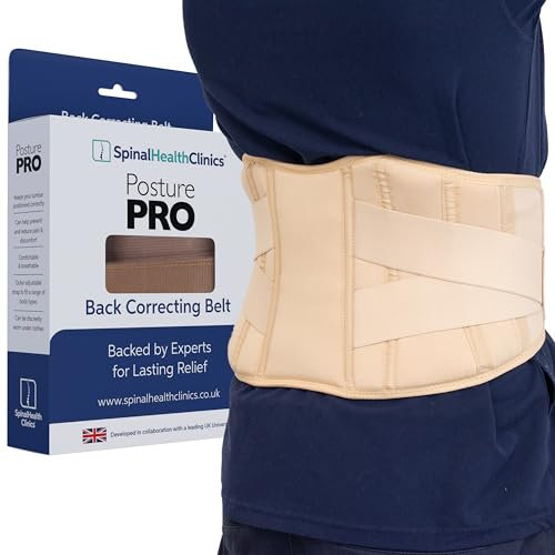 SpinalHealthClinics Posture Corrector for Men & Women - Proprietary Spinal Lumbar Support - Lower Back Support Belt - Back Brace for Back Pain Relief - Lumbar Support Belt - Back Straightener (L)