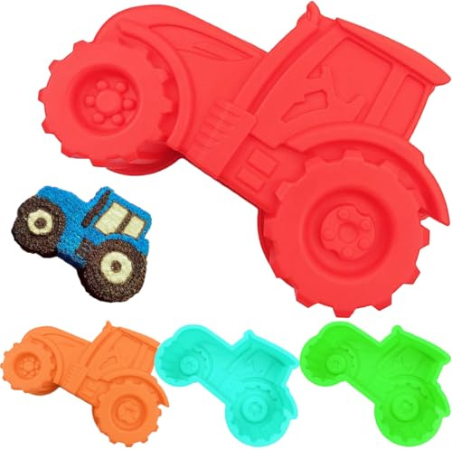 Traktor Form Kuchenform, 3D Traktor Backform aus Premium-Silikon für Perfekte Details, Traktor Kuchenform Silikonform mit Antihaftbeschichtung, Ideal für Geburtstage & Themenpartys,DIY Auto Kuchenform