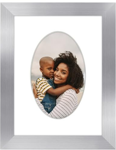 Americanflat Bilderrahmen mit ovalem Passepartout und bruchfestem Glas – Signature Collection – Designer-Bilderrahmen für Tischplatte und Wanddisplay – 15,2 x 20,3 cm Bilderrahmen ohne Passepartout