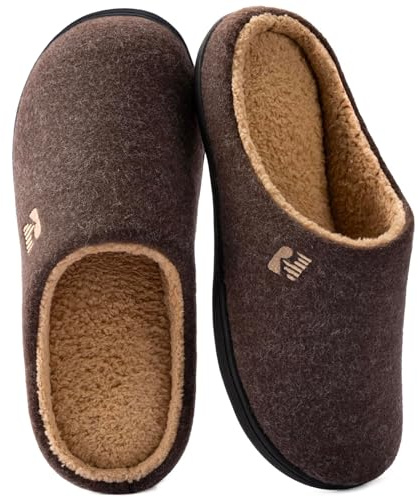 RockDove Men's Sherpa Lined Memory Foam Clog Slipper, Size 11-12 US Men, Coffee