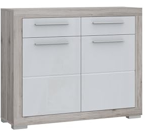 Forte ATTALYAR Bett 180, Bett, Liegefläche 160 cm x 200 cm, Doppelbett, Jugendzimmerbett, Holzwerkstoff, Old-Wood Vintage Holzdekor/Betonoptik Dunkelgrau, 176,4 cm breit x 95 cm hoch x 207,5 cm tief