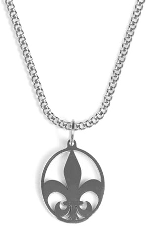 UNSHINEBAR Collier Fleur de Lis avec pendentif pour homme et femme - Collier cubain streetwear avec pendentif lys en acier inoxydable et or 18 carats - Chaîne imperméable - Longueur réglable de 50 à