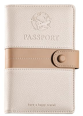 EPROICKS Reisepass Schutzhülle-Reisepasshülle, Passport Holder mit RFID Blockier, Travel Wallet, Reisepass Tasche Organizer mit Zipper Münzfach für Kreditkarten, Ausweis, Reisedokumente (Beige)