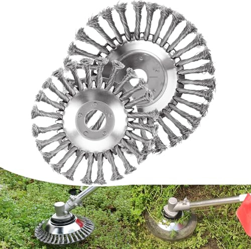 Oungy 2 Stück Unkrautbürste für Freischneider, Profi Wildkrautbürste für Motorsense, 25,4mm Drahtbürste Freischneider mit Unkrautbürste für Rasentrimmer, Effektiven Unkrautentfernung (6+8 Zoll)