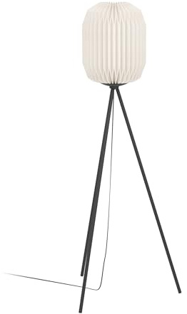 EGLO Stativ Stehleuchte Belgrave Stehlampe Japanisch | aus Metall in Schwarz und Papier in Weiß, Dreibein Standleuchte Wohnzimmer, FSC, Wohnzimmerlampe mit E27 Fassung