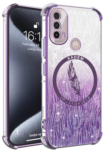 XINYEXIN Funda Glitter para Motorola Moto E40 / E30 / E20, Carcasa Antigolpes TPU Transparente Bling Brillante Brillo Ultradelgado Slim Bumper Case - Viola