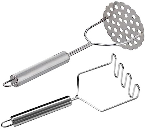 LABRIMP 2pcs Stainless Steel Potato Masher Manual Crusher Vegetable and Fruit Masher Kitchen Pressing Tool for Home Cooking and Food Preparation
