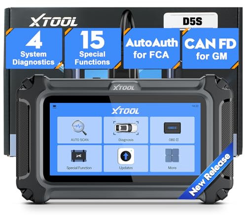 XTOOL D5S OBD2 Scanner, 2025 Car Diagnostic Tool for 4 Systems Engine/ABS/SRS/Transmission, 16 Resets on Oil/Brake/SAS/BMS/ABS/DPF/TPMS/Throttle, Full OBD2 Functions, FCA/CAN FD, Lifetime Free Update