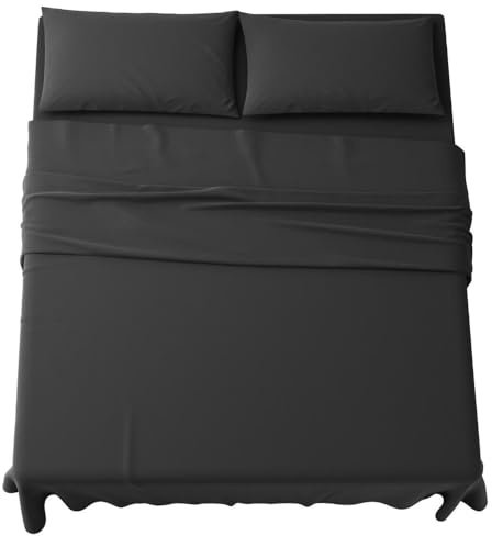 MAXIME MAISON - Parure de Lit 140x200 Microfibre, Ensemble de Draps 4 Pièces (1 Drap Housse 140x200, 1 Drap Plat 220x285, 2 Taie d'oreiller 52x82) Draps de Lit 2 Personnes Rafraichissant Made in Italy
