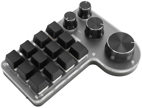 Macro Pad Macro Keyboard, Programmable Keypad Customized 12 Keys Mini Mechanical Gaming Keyboard, One Handed Keyboard Micro Keyboard Macropad 4 Knobs