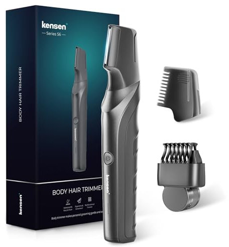 Afeitadora Corporal Masculina, Kensen Depiladora Corporal Hombre, Maquina de Afeitar con Peine de Límite Ajustable (3-12 mm), Impermeable Recortadora para Barba, Axilas, Pecho y Zonas Intimas