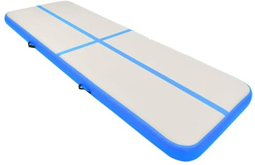 Sufrk Aufblasbare Gymnastikmatte mit Pumpe 300x100x15 cm Trainingsmatte Turnmatte TurngeräTe Aufblasbare Gymnastikmatte PVC Blau