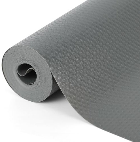 HAUSPROFI Schubladenmatte für Regale Schränke Schubladen Kühlschranke Hause Büro, 44x600cm Zuschneidbar, Transparent Grau