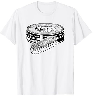 Schwarze Schuhcreme Leder Glanz mit Polierbürste T-Shirt