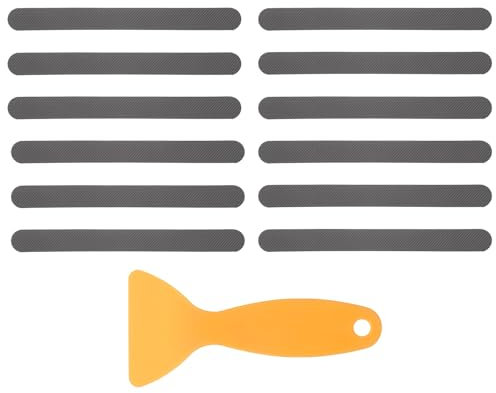 sourcing map 12pcs Non-Slip Bathtub Stickers, Anti-Slip Shower Stickers Showers Treads Strip Shaped Appliques with Scraper for Bath Tub Shower Stairs, Grey