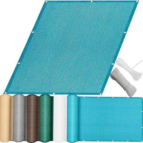 QINLIQIN Balcon Privacidad 1 x 2.5 m Valla Jardín Balcón Opaque Protección de La Intimidad Incluye Bridas para Cables para Valla de Jardín, Azul Cielo