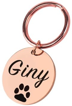 Hundemarke personalisiert mit Gravur in Rosegold | Name, Telefonnummer, Adresse, Spruch, Datum | 23mm Edelstahl Dog Tag, Anhänger für Hunde-Halsband