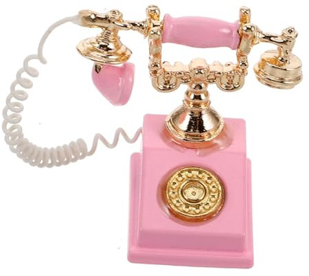 TOBBOMEY Vintage Wählscheibentelefon Spielzeug Für Puppenhaus Miniatur Dekoration Retro Telefon Requisite Altes Telefon Zubehör Für Miniaturfigur Hausgestaltung