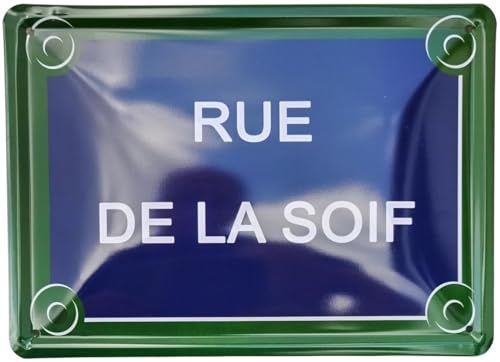 Plaque Décoration Murale en Métal Rue de la Soif – Ambiance Paris Vintage – 15 x 20 cm – Déco Bar ou Cuisine