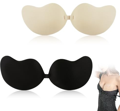 Joynine Soutien Gorge Adhesif 2Paires Soutiens-Gorge Dos Nu sans Bretelles Réutilisable Push Up Bras Collants pour Fêtes Bars Mariages Décolletés en V Profonds et Tous Les Vêtements et Robes Dos Nu