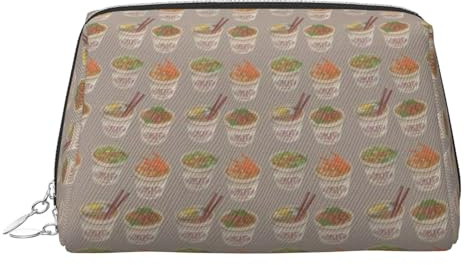 EZDLOWVBA Coquetier de nouilles Ramen pour femme - Trousse de maquillage de voyage avec fermeture éclair - Trousse de toilette en cuir léger, Argenté., Taille unique