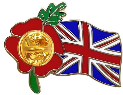 Red Poppy Union Jack Flag Badge Veteran Soldier Remembrance Day Lapel Pin Brooch Enamel UK Flag Accessory