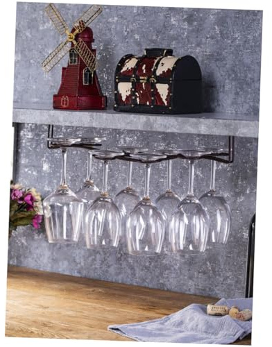 Holibanna 1pezzi Portabicchieri in Ferro Per Mensola Bar Porta Bicchieri Vino Capovolto Espositore Per Bicchieri Da Appendere Mensola Sospesa Per Bar e Ristoranti Design Classico