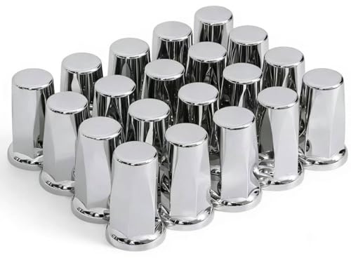 JESONN 20 PCS 33mm Chrome ABS Plastic High Flat Type Wheel Lug Nut Cover Set Push-On Lugs with Flange (20)