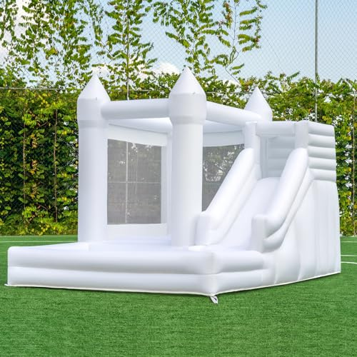 12FTx8.5FT Oxford Bounce House Medium to Large White Bounce House Inflatable Castle with Slide and Ball Pool Suitable for Active Kids The Perfect Product for Party/Festival Decoration and Photography