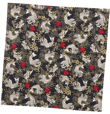 IMIKEYA Tela Furoshiki De Algodón 70x70 Cm Diseño Carpa Koi Negra Reversible Multifuncional Para Envolver Loncheras y Regalos Estilo Japonés
