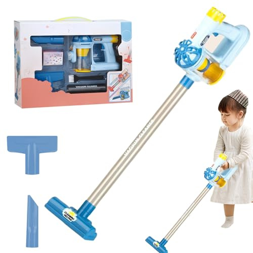 Odoukey Aspirapolvere per Bambini 24x5 Giocattolo Elettrico Realistico Staccabile con aspirazione funzionante Sviluppo di abilità interattive per Bambini 3+ Blu
