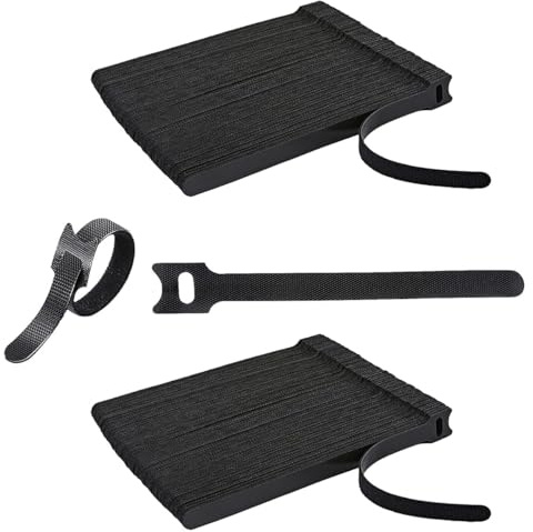 200 Pack Reusable Hook and Loop Cable Ties 150mm Black Wire Management | High Strength Fabric, Fully Adjustable Fit, Tool Free Installation, Tangle Free Organisation, Durable Wear Resistant
