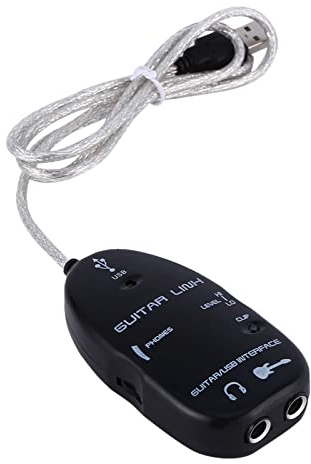 Ausla Câble de Guitare USB, Interface de Guitare Plug and Play avec Sortie Casque Stéréo pour l'enregistrement sur PC et les Musiciens de Studio à Domicile