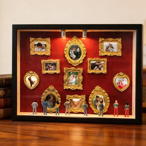 Fancysky DIY Mini Museum, Micro Museo con 11 Mini Cornici Museo Dorate