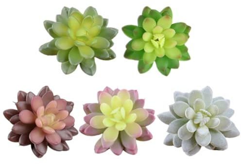 Mikinona 5 Piezas Planta Artificial Suculenta Grande Gema Verde PVC PE