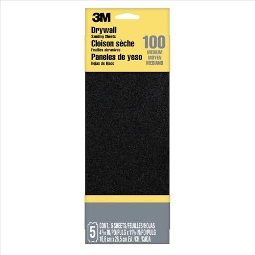 3M Drywall Sanding Sheets, Medium-Grit, 4.1875 in x 11.25 in, 5-Sheets