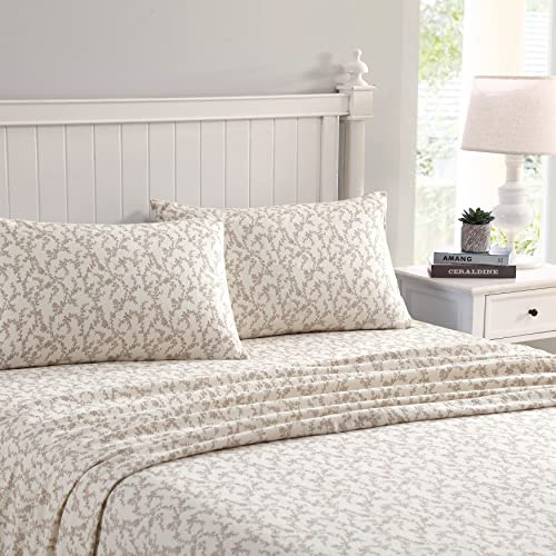 Laura Ashley Home - Twin Sheets, Cotton Flannel Bedding Set, Brushed for Extra Softness & Comfort (Victoria, Twin)