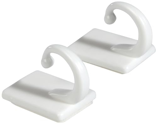 Gardinia Gancio fermatenda Autoadesivo, 2 Pezzi, per Fermare e drappeggiare Le Tende, Lunghezza: 2,5 cm, Plastica, Bianco