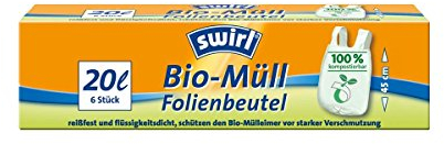 Agiter déchets organiques sac de papier 20 litres, avec poignée - 6pc.
