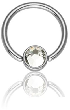 eeddoo Piercing-Ring BCR Kristall flach Silber Titan Durchmesser: 8 mm Blau 3 mm