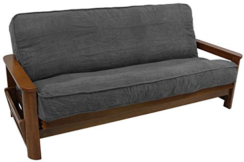 Blazing Needles Solid Microsuede Double Corded 8 to 9 Futon Cover, Full, Steel Grey