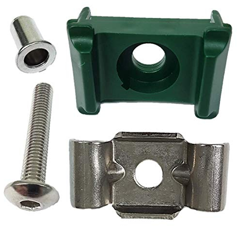 DSK / Rhehag Zaunpfosten-Montageset Doppelstabzaun grün 6005 Butterfly V2A 10 Stück, 5,5 mm Innensechskant und Nietvorrichtung erforderlich