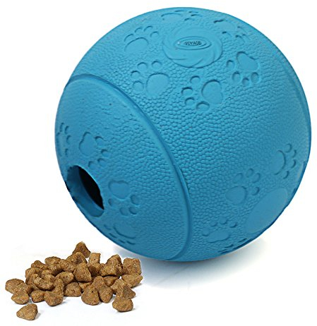 Voyage Hundespielzeug Ball Naturkautschuk | Robuster Natur-Gummi Hundeball, ø 7cm mit Dental-Zahnpflege-Funktion mit Noppen und Loch für Leckerli. (Snackball-Blau-8cm) 1