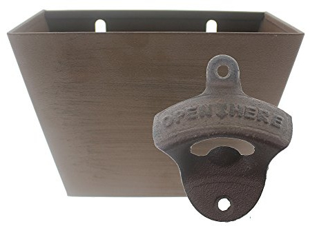 Luwanburg Vintage Cast Iron Bottle Opener with Cap Catcher, Old Fashioned Wall Beer Opener with Cap Collector Rustic