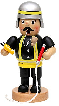 Dekohelden24 Holz Räuchermann Feuerwehrmann, L/B/H: 8 x 7 x 16 cm.