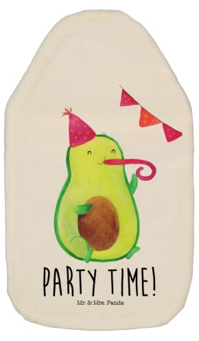 Mr. & Mrs. Panda Wärmflasche Avocado Party Zeit - Geschenk, Kleine Wärmflasche, Abifeier, Wärmflaschenbezug, Bestanden, Veggie, Körnerkissen,