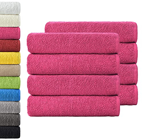 NatureMark Paquete Ahorro de 8 Toallas de Tejido de Rizo, Set de 8 Unidades de 50 x 100 cm, Rosa, 100% algodón